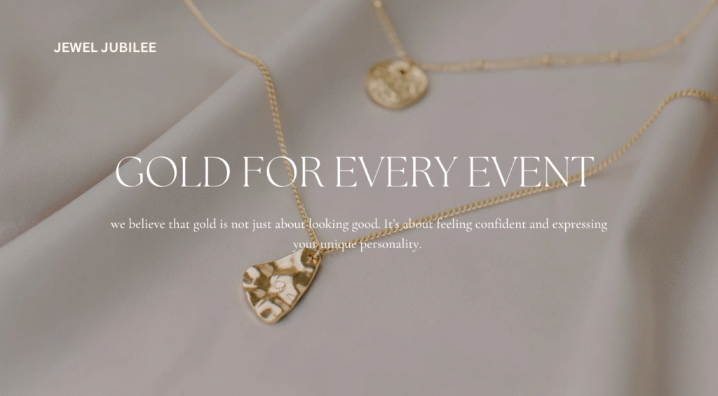 Jewelry Business Website in Cream White Dark Green Modern Elegance Style