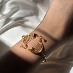 Twin Peacock Antique Gold Cuff Bracelet