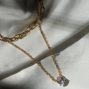 Solitaire Spark Gold Chain Necklace