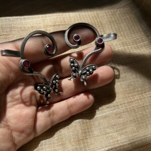 Antique Butterfly Swirl Silver Cuff