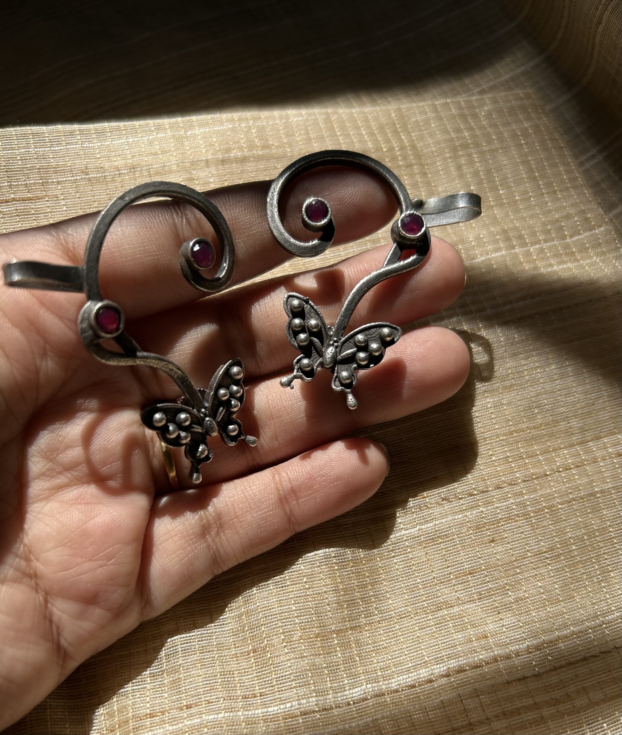 Antique Butterfly Swirl Silver Cuff