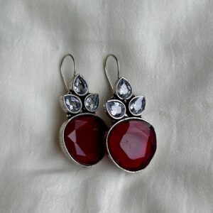 Elegant Ruby-Red & Crystal Teardrop Earrings