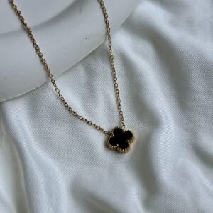 Midnight Clover both side Pendant Necklace
